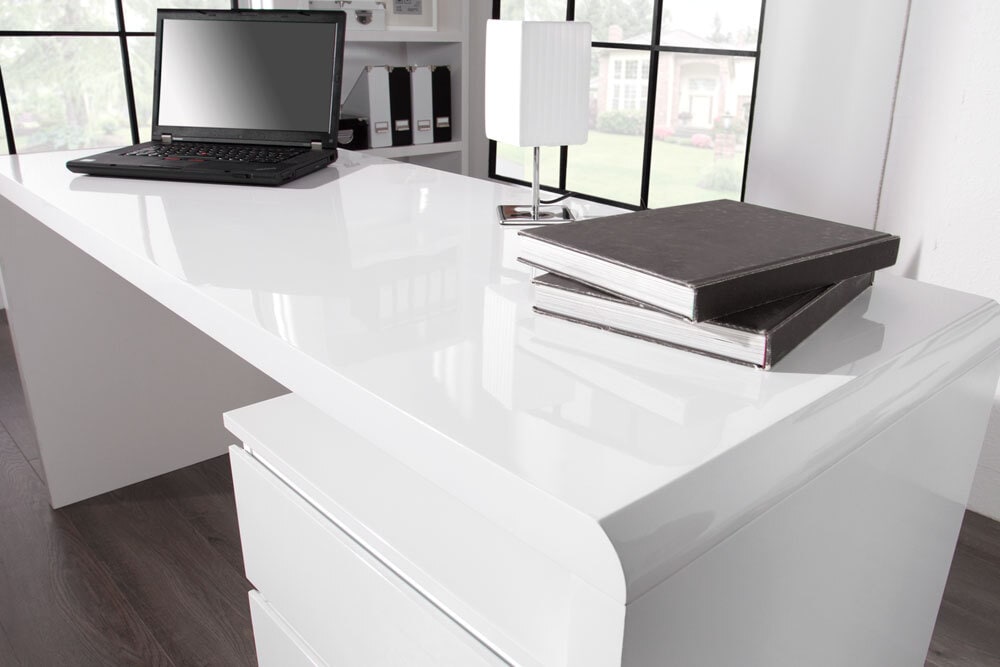 Design Schreibtisch FAST TRADE 160cm weiß Hochglanz Computertisch