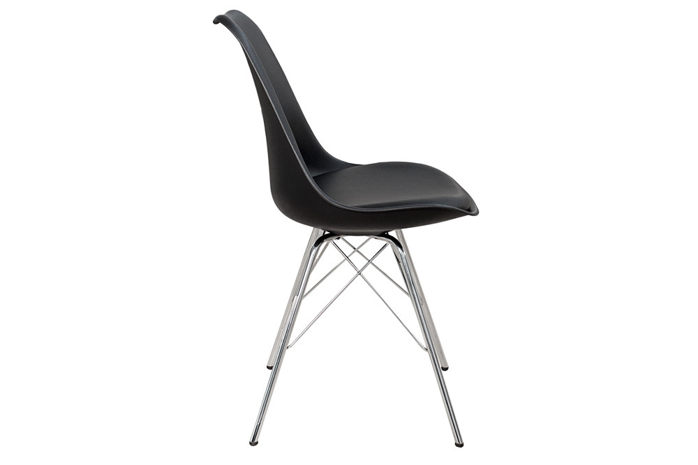 Retro Stuhl SCANDINAVIA MEISTERSTÜCK schwarz verchromtes Gestell Retro Stuhl SCANDINAVIA MEISTERSTÜCK schwarz verchromtes Gestell