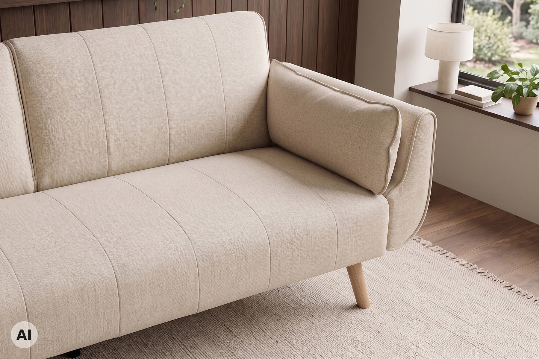 Schlafsofa DIVANI 220cm greige Strukturstoff 3-Sitzer mit Bettfunktion inkl. Kissen