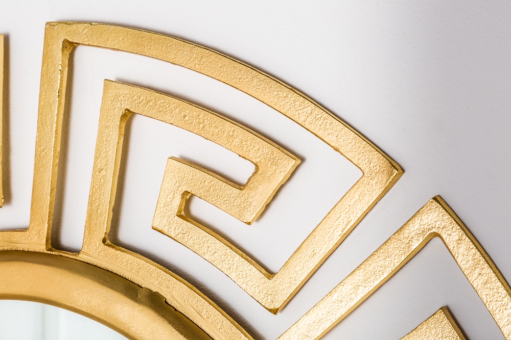 Glamouröser Design Spiegel EUPHORIA XL 85cm gold Wandspiegel Handarbeit aus Metall
