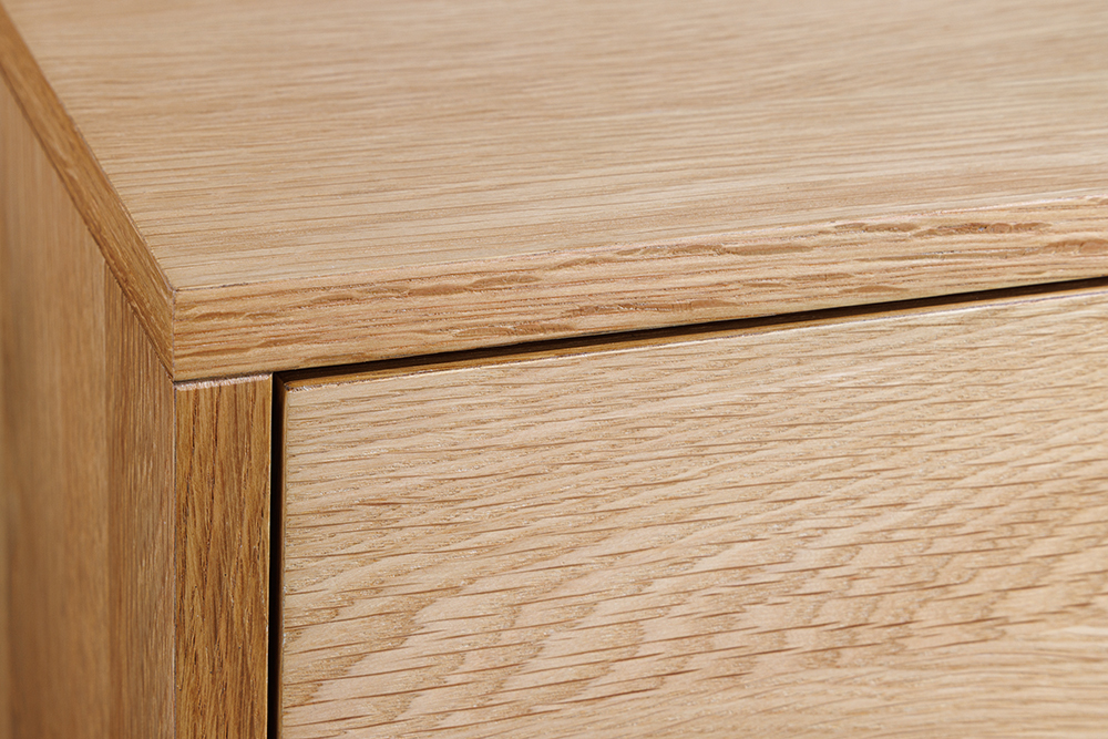 Massives TV-Lowboard LIVING EDGE 160cm natur Eichenholz Baumkante mit Hairpin Legs