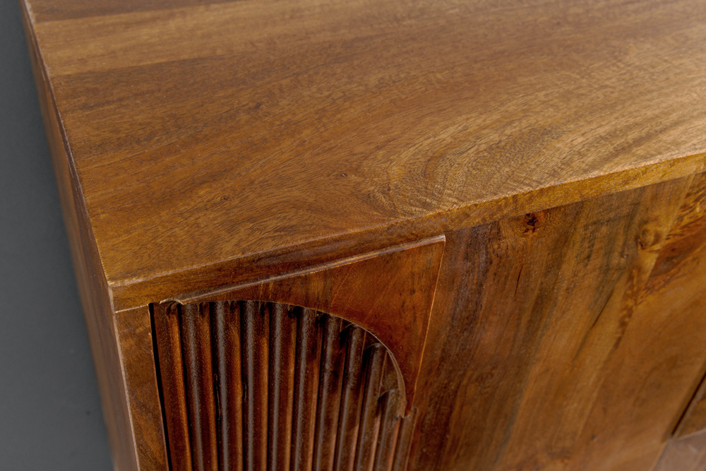 Massives Sideboard ART DECO 170cm braun smoke Mangoholz 3D-Front