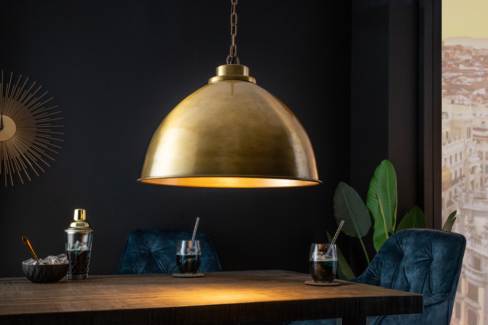 Design Hängelampe INDUSTRIAL 45cm gold Metall rund Pendelleuchte höhenverstellbar