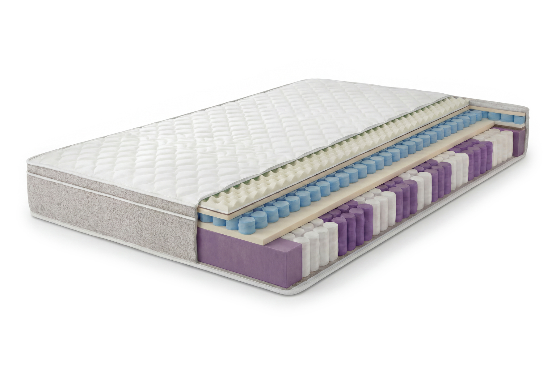 Ergonomische Boxspringmatratze CLOUD FLEX 180x200cm greige Tonnentaschenfederkern 9-Zonen