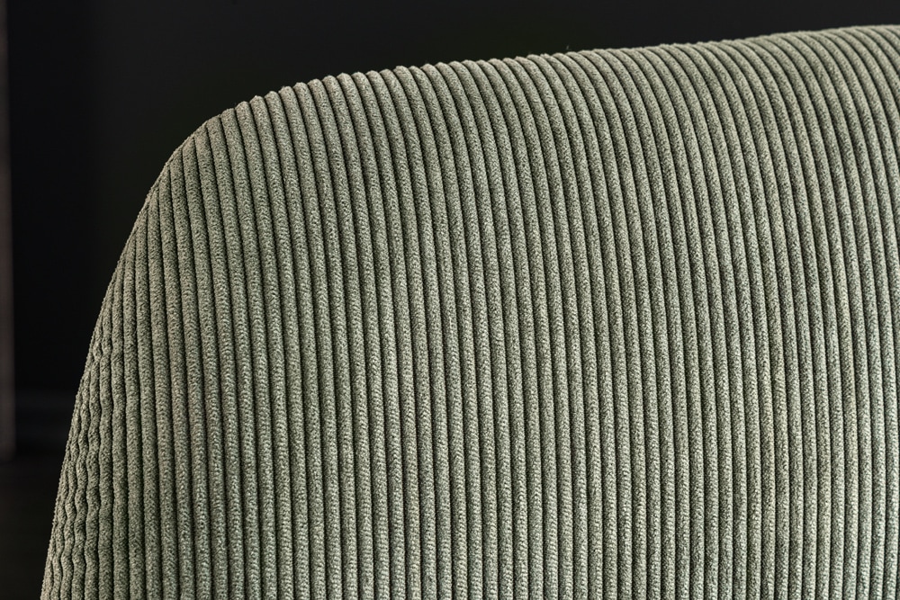 Design Stuhl MUSTANG grün Cord mit Armlehne schwarz Metallgestell