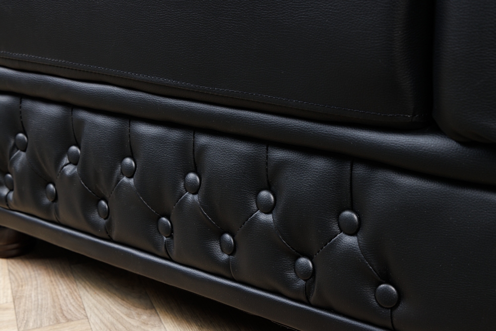 Design Sessel CHESTERFIELD 110cm matt schwarz Knopfheftung Federkern