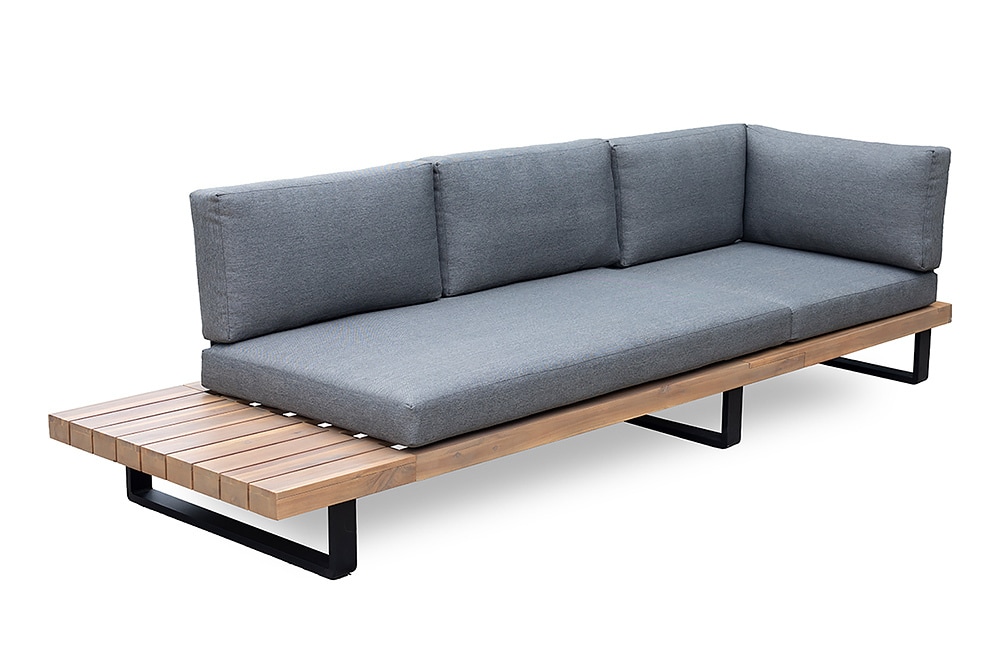 Wetterfestes Gartenlounge Set ST. BARTH 255cm grau natur Akazie Sitzecke inkl. Tisch und Kissen