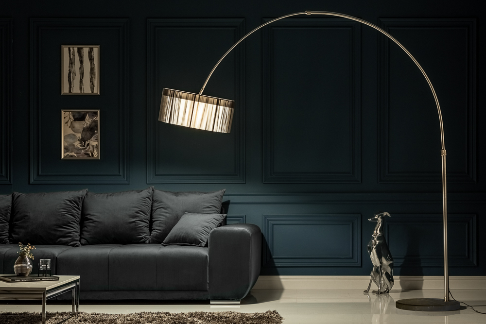 Design Bogenlampe EXTENSO 230cm schwarz Stehlampe mit Marmorfuß