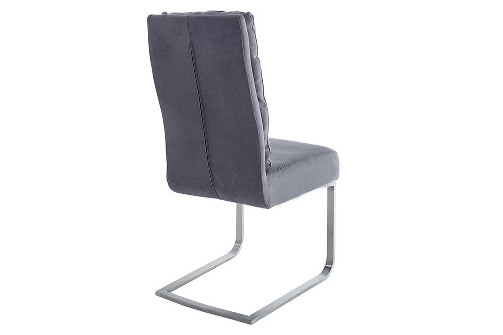Design Freischwinger Stuhl COMFORT vintage grau mit Edelstahl-Gestell