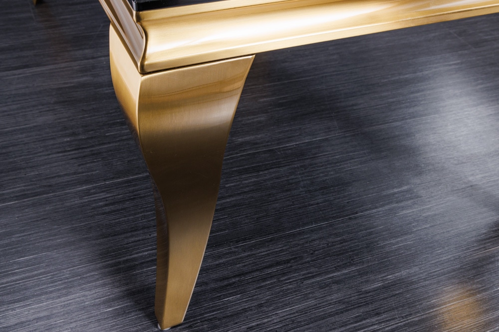 Eleganter Couchtisch MODERN BAROCK 100cm schwarz Opalglas goldene Beine
