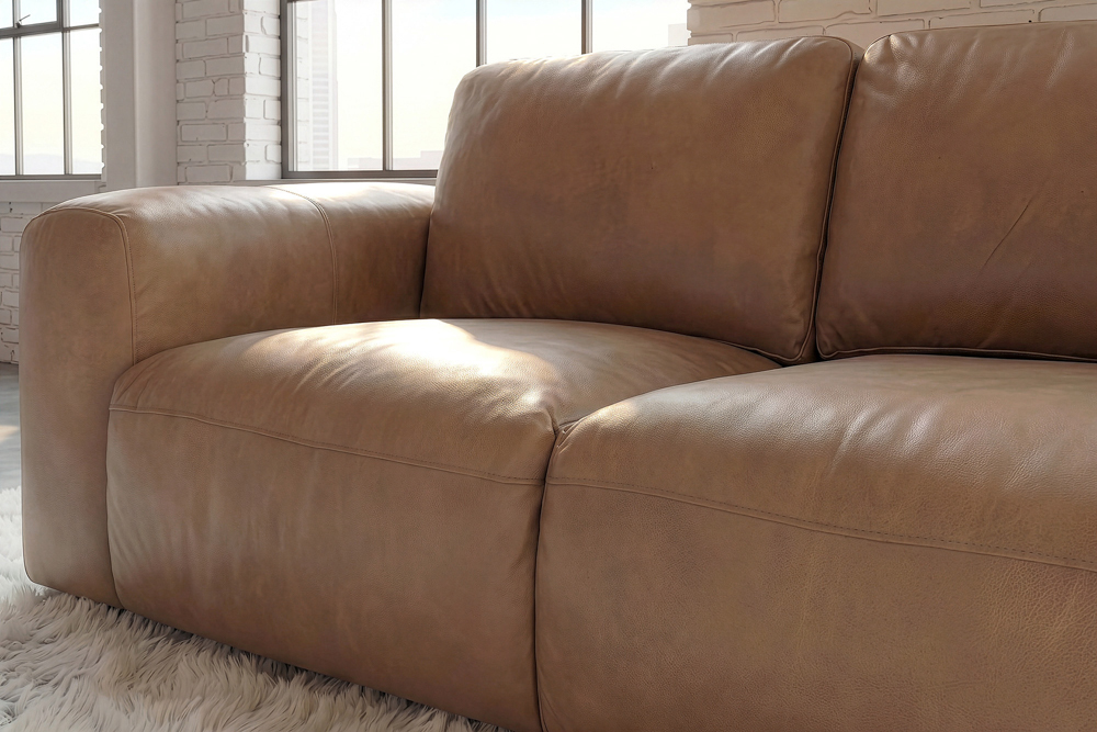 Echtleder Sofa BIG GEORGE 205cm cognac Taschenfederkern 2-Sitzer Couch