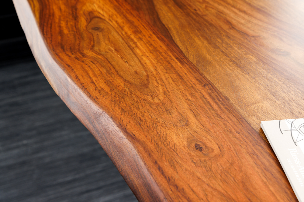 Höhenverstellbarer Schreibtisch MAMMUT 140cm braun Sheesham Massivholz stone finish