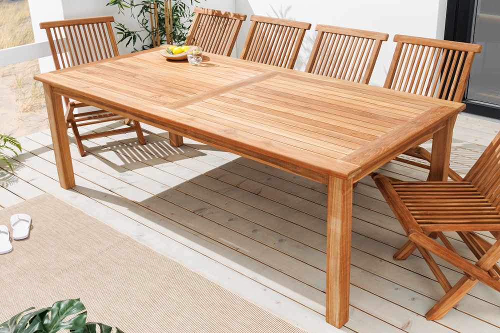 Massiver Gartentisch EMPIRE TEAK 180cm natur Teakholz