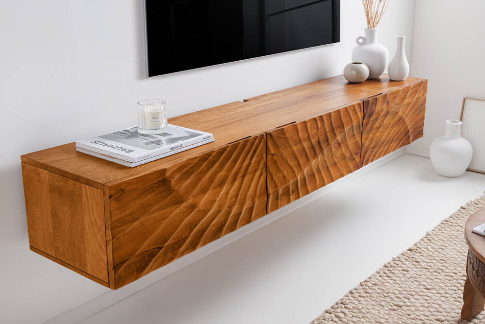 Massivholz TV-Bank SCORPION 160cm braun Mango Lowboard Hängeschrank