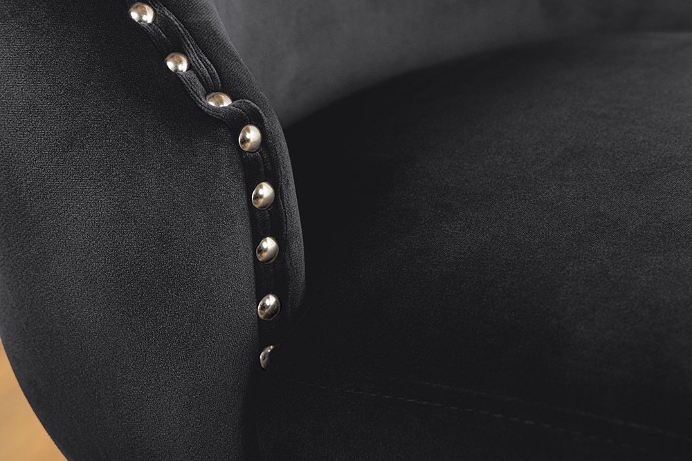 Chesterfield Stuhl CASTLE DELUXE schwarz Samt mit Löwenkopf Nieten