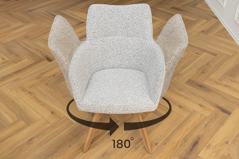 Drehbarer Stuhl ASGARD beige Strukturstoff mit Taschenfederkern und Armlehne