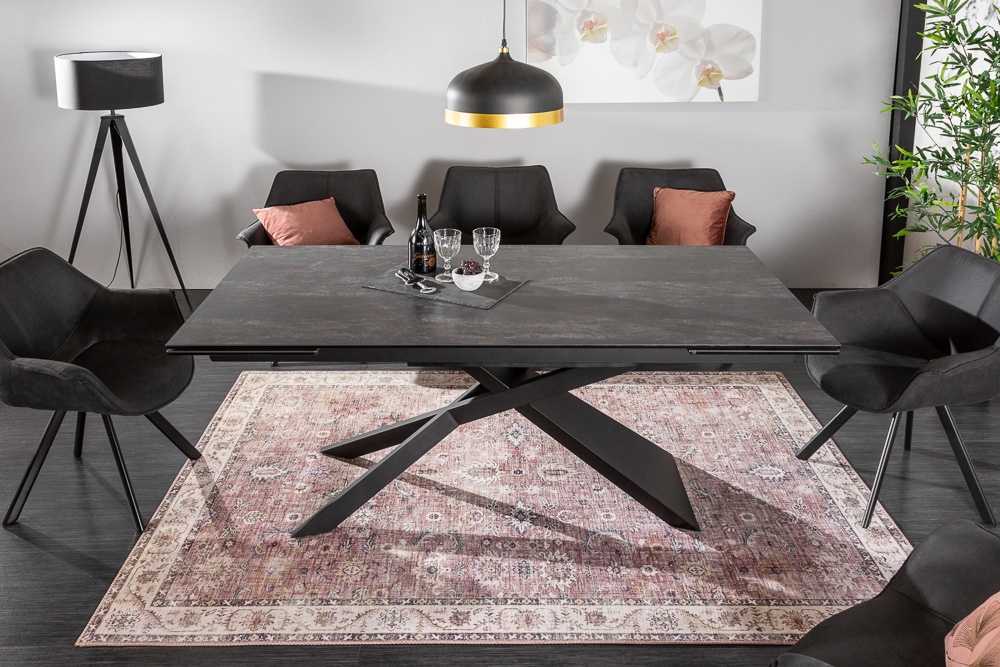 Ausziehbarer Esstisch EUPHORIA 180-220-260cm anthrazit Lava Keramik made in Italy