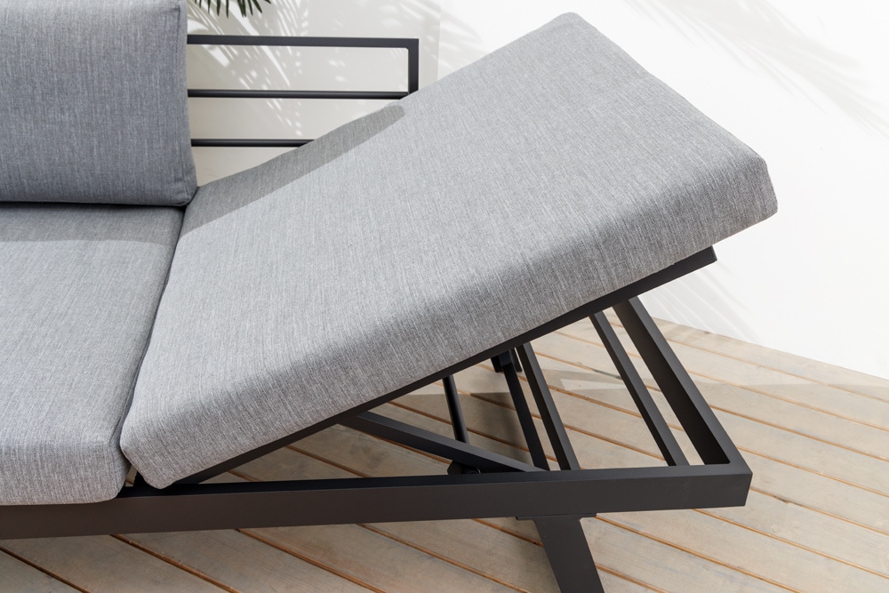 Verstellbare Gartenlounge MODULAR MIAMI 230cm grau natur anthrazit Gartensofa oder Gartenliege