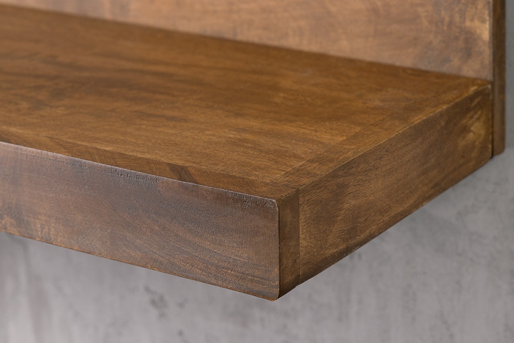 Massives Wandregal MAKASSAR 140cm braun Mangoholz honey finish handmade