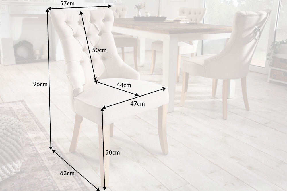 Eleganter Stuhl CASTLE beige Leinenstoff Landhausstil mit Komfortgriff