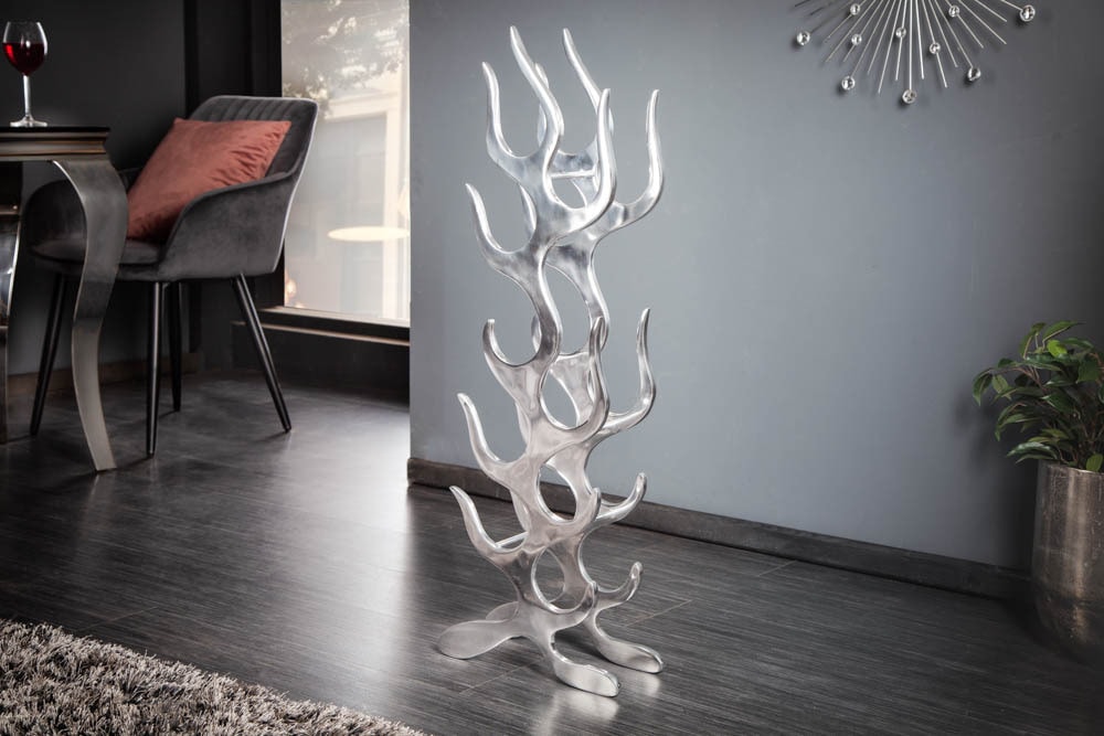 Modernes Weinregal FLAME 93cm silber für 9 Flaschen Flaschenhalter