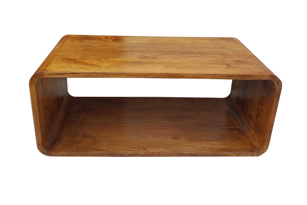 Massiver Couchtisch CUBUS 100cm braun honey finish Mangoholz handmade