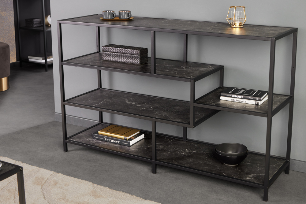 Modernes Bücherregal SLIM LINE 115cm graphit Metallgestell mit fünf Regalböden