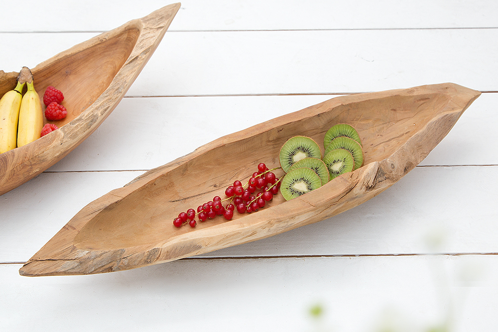 Massive Schale NATURE BOAT 60cm natur Teakholz Wurzelholz