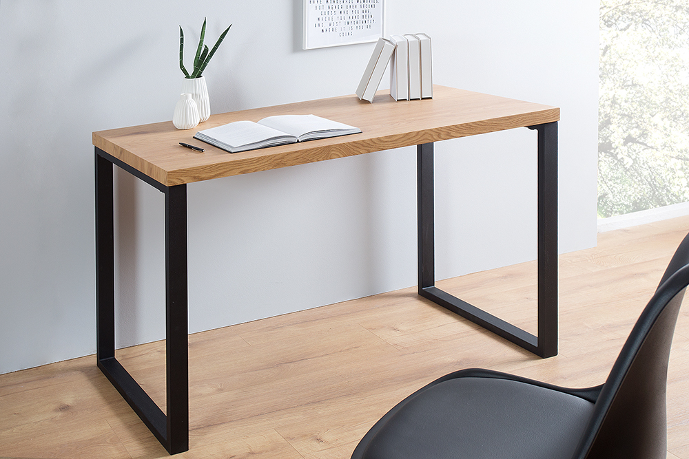 Design Schreibtisch OAK DESK 120cm Eiche Vintage Metallgestell schwarz