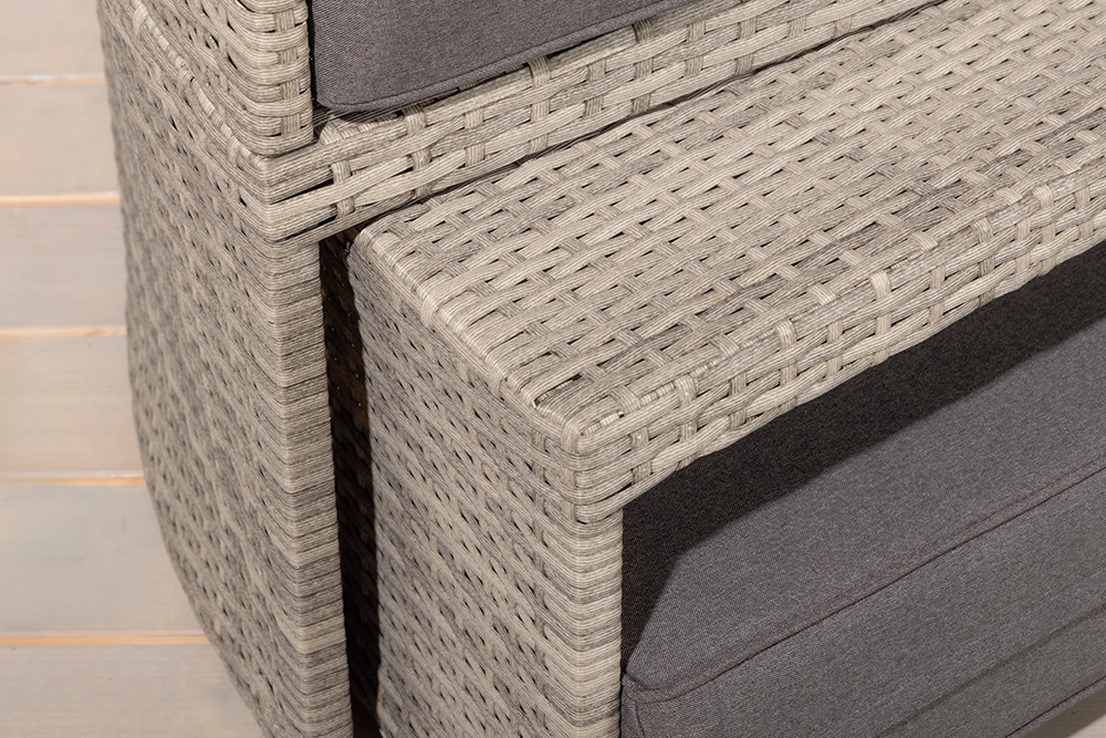 Outdoor Sonneninsel PLAYA LIVING 165cm hellgrau Polyrattan Aluminium inklusive Kissen wetterfest