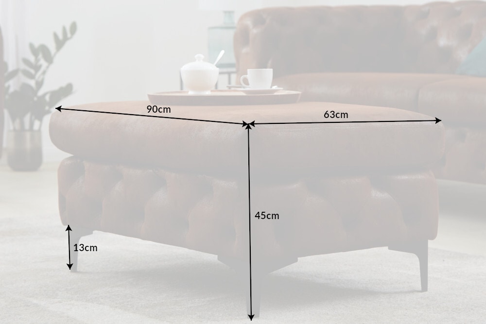 Chesterfield Sitzhocker MODERN BAROCK 90cm antik braun Fußhocker
