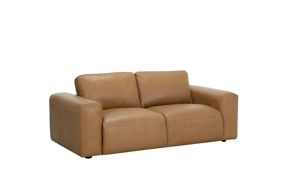 Echtleder Sofa BIG GEORGE 205cm cognac Taschenfederkern 2-Sitzer Couch