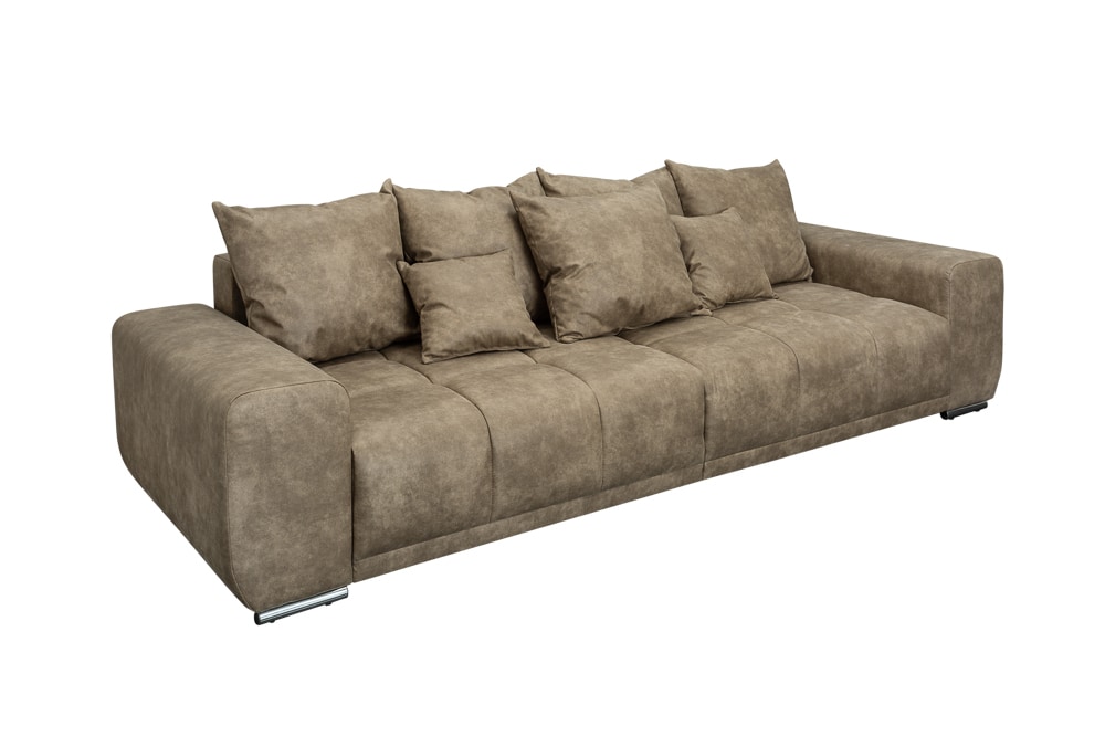 Big Sofa ELEGANCIA 285cm taupe Microfaser XXL Couch inkl. Kissen Federkern