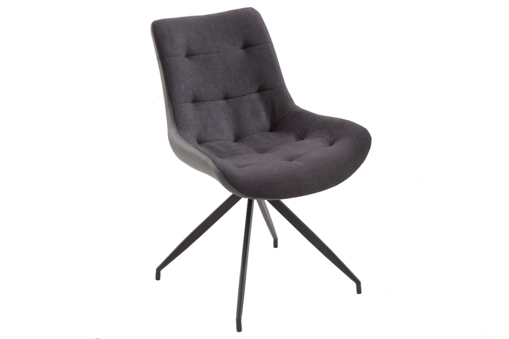 Design Stuhl DIVANI dunkelgrau Metallgestell schwarz im Retro Stil