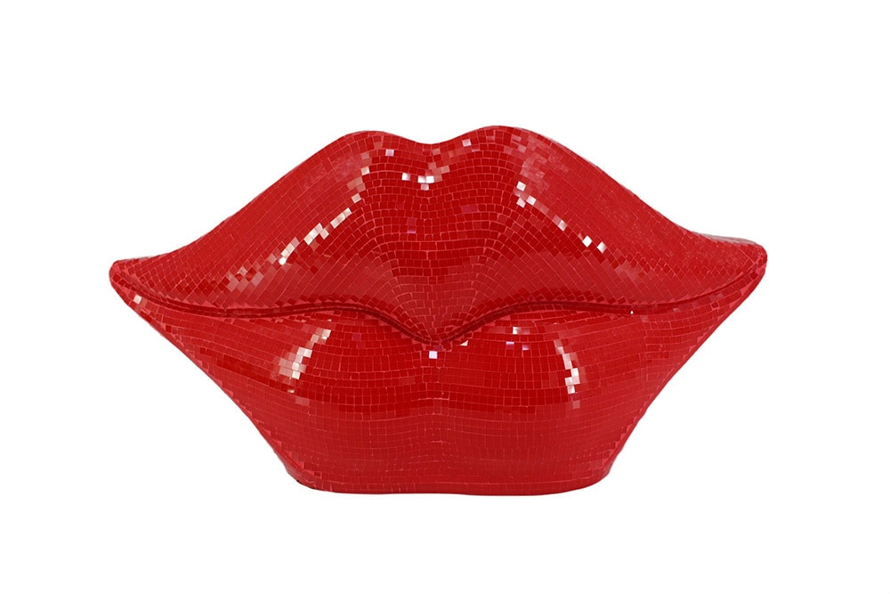 Glamouröse Deko-Figur DISCO LIP 45cm rot Glas-Mosaik-Design handmade