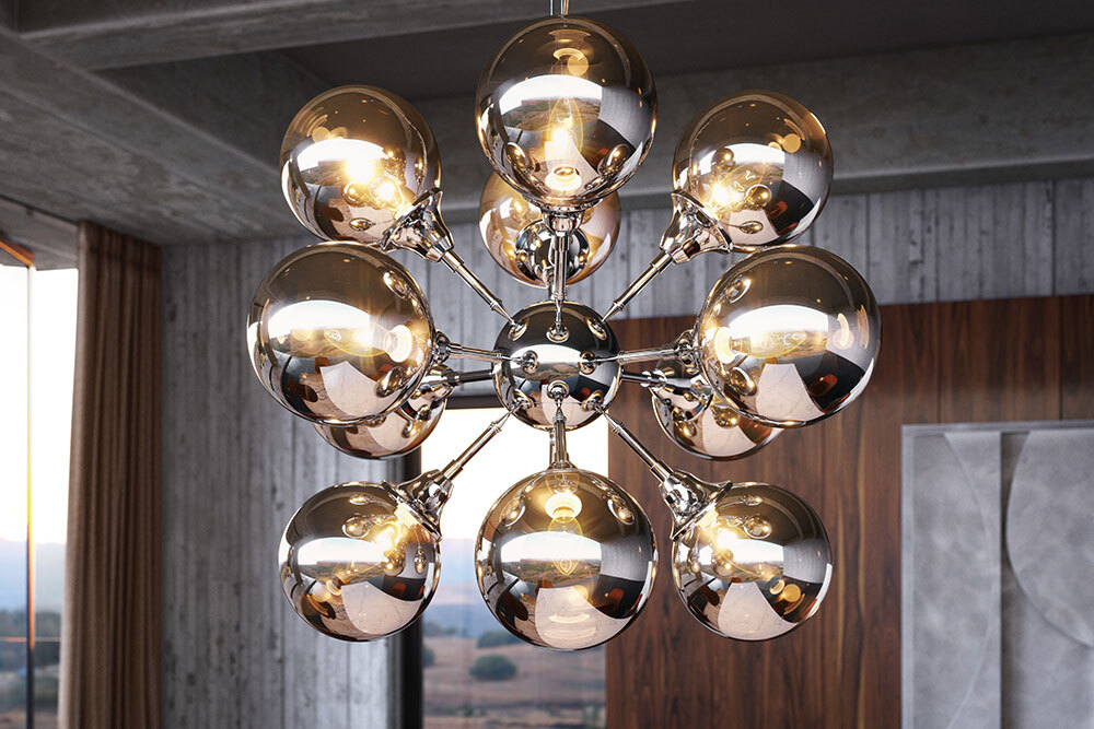 Extravagante Hängeleuchte GALAXY 72cm silber Hängelampe Modern Design