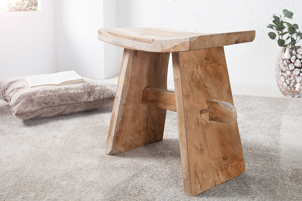 Massiver Hocker ZEN 40cm Teakholz Beistelltisch