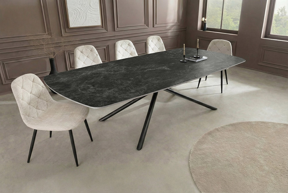 Design Esstisch OSAKA 200cm anthrazit Keramik schwarz Sterngestell Metall » Jetzt kaufen