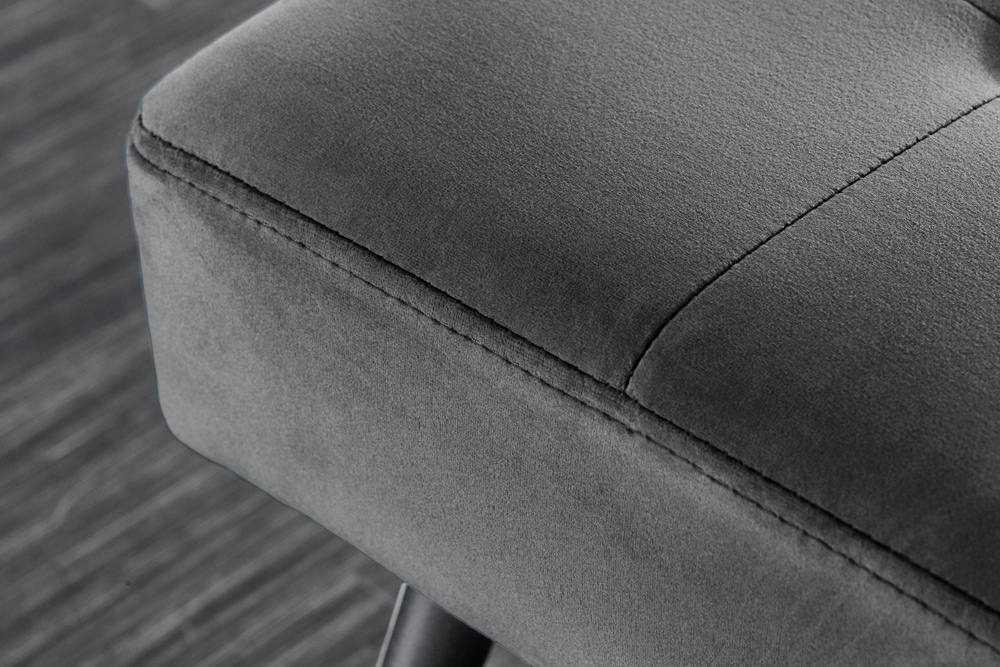 Design Sitzbank BOUTIQUE 100cm dunkelgrau Samt schwarze Metallbeine