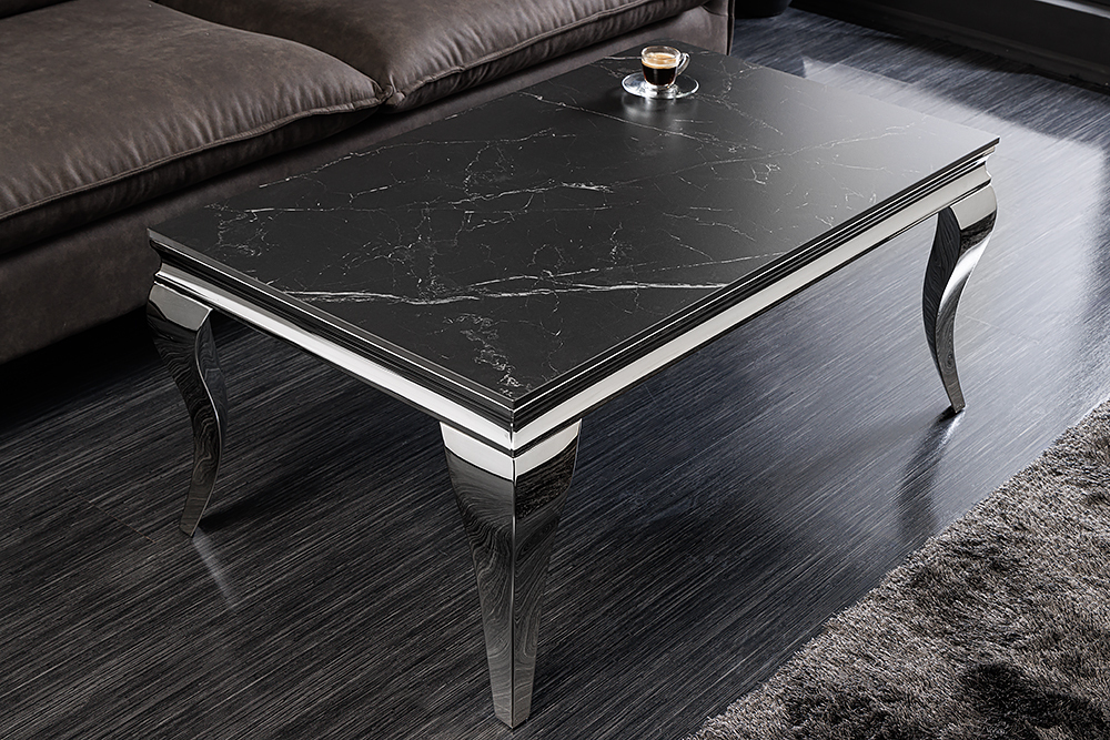 Design Couchtisch MODERN BAROCK 100cm schwarz anthrazit chrom Keramik Marmor » Jetzt kaufen