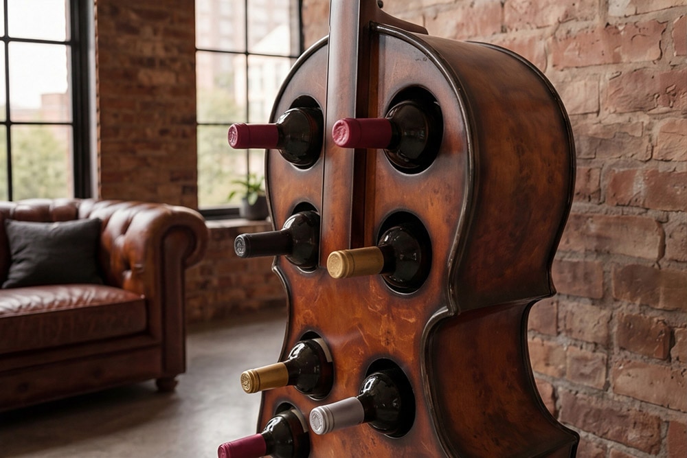 Extravagantes Weinregal CELLO 133cm braun Tannenholz für 10 Flaschen