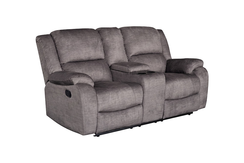 Exklusiver 2er Kinosessel HOLLYWOOD grau hochwertiger Vogue Veloursstoff mit Cupholder
