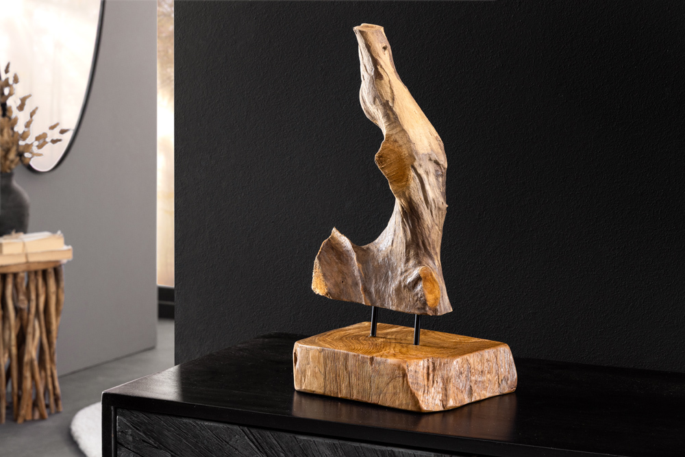 Massives Teakholz Ornament FLAME 30-40cm Treibholz Dekoration