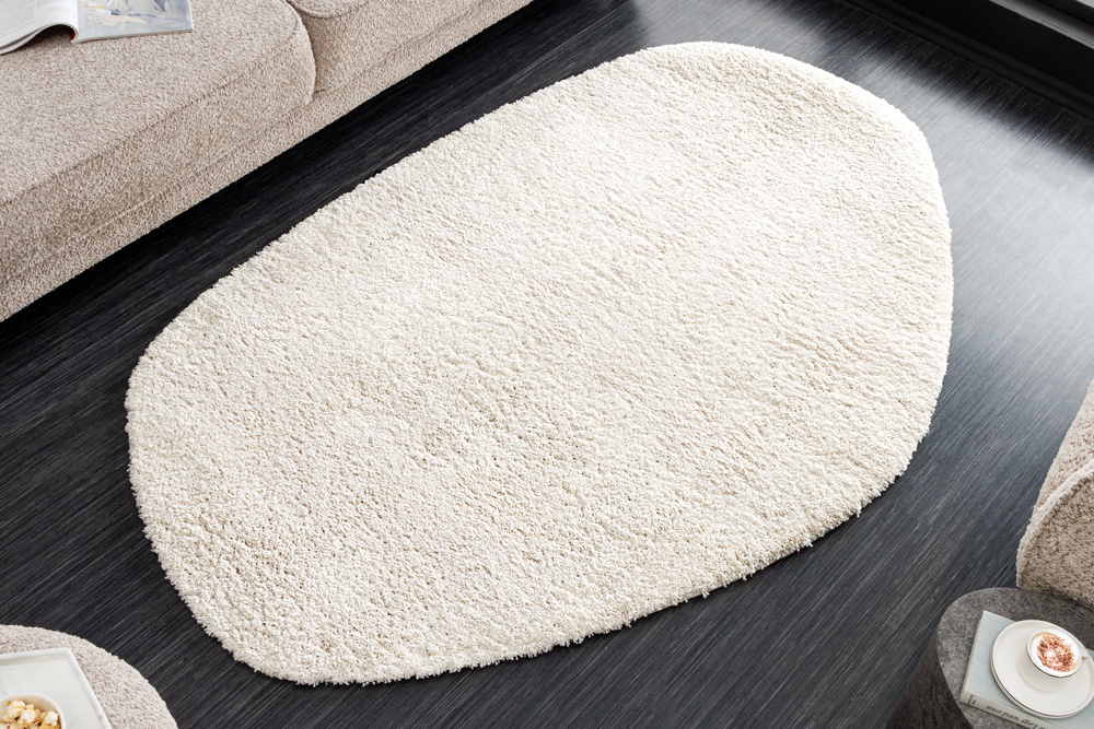 Design Teppich ORGANIC 180x120cm creme Hochflor Indoor-Teppich organische Form