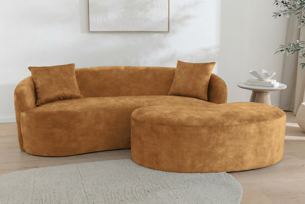 Extravagantes Sofa ELEMENTAL 180cm senfgelb Samt 2-Sitzer Couch Federkern