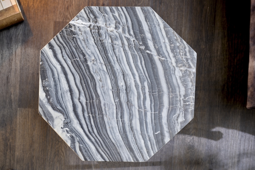 Design Beistelltisch DIAMOND 50cm grau Marmor schwarz Metall