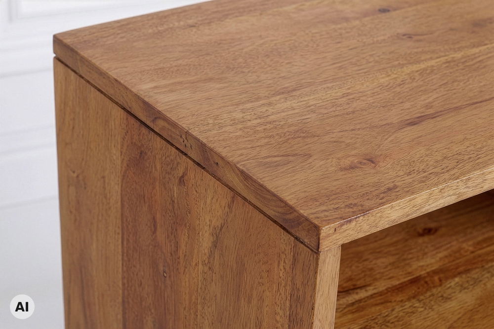 Massiver Beistelltisch CUBUS 45cm braun Mangoholz honey finish Regal Nachttisch