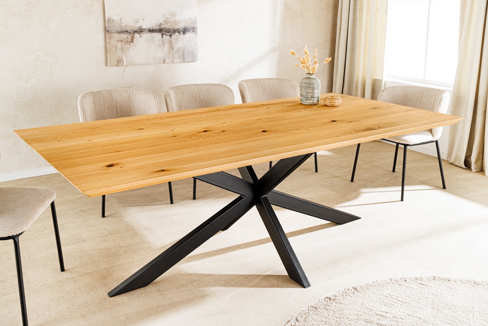 Massivholz Esstisch WILD OAK 200cm natur Wildeiche Schweizer Kante Sterngestell » Jetzt kaufen