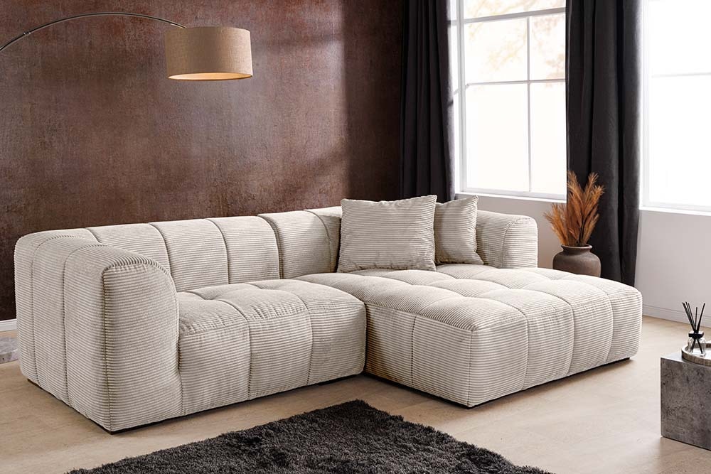 Modernes Sofa ZERO GRAVITY 240cm beige Cord 3-Sitzer Couch