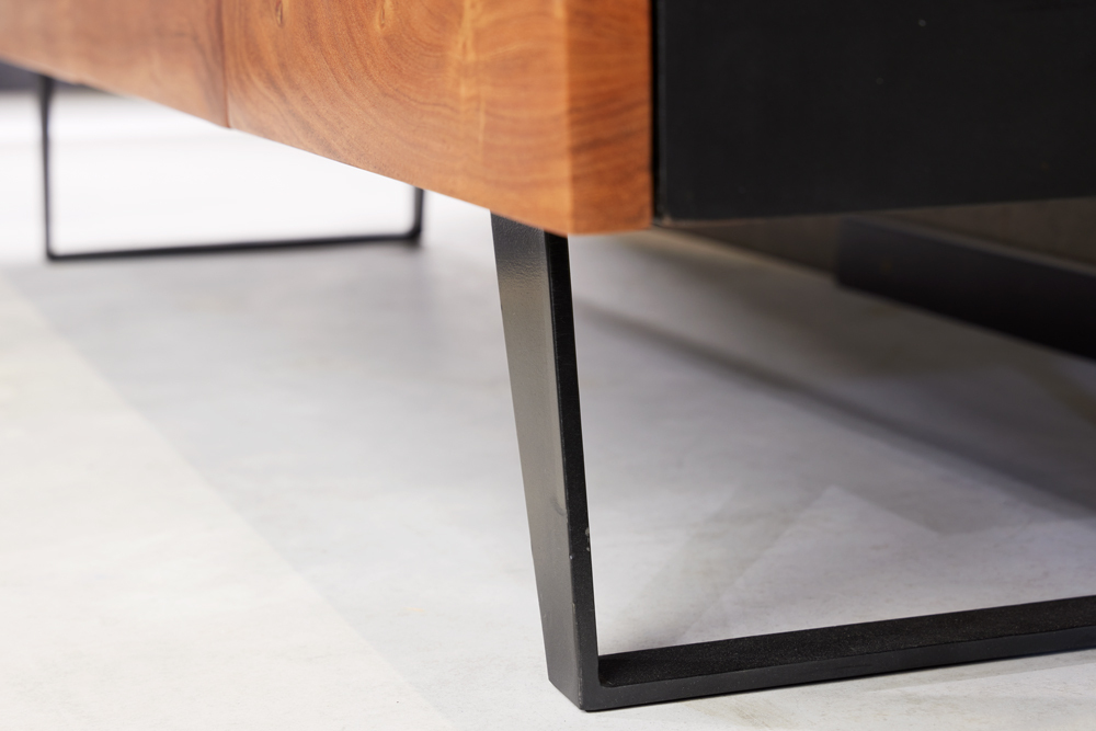 Industrial Design Sideboard ORGANIC ARTWORK 180cm Akazie Massivholz Eisengestell